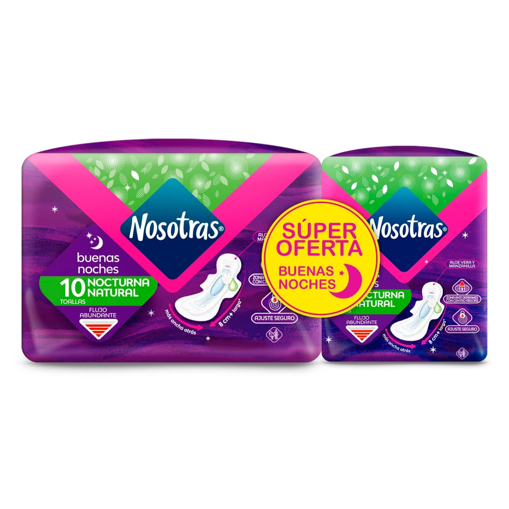 Toallitas Nosotras Buenas Noches 10 Unidades + 4 Toallitas Buenas Noches