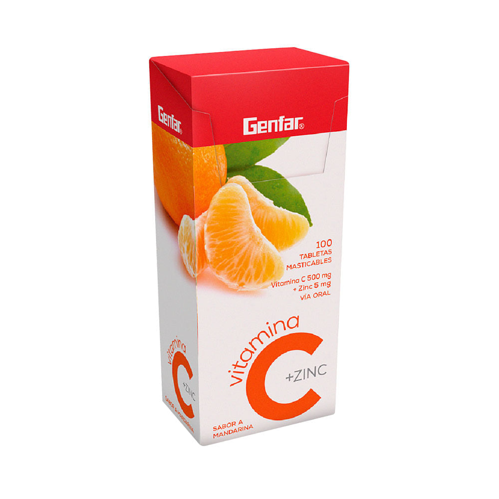 Vitamina C 500 + Zinc Mandarina 100 Tabletas