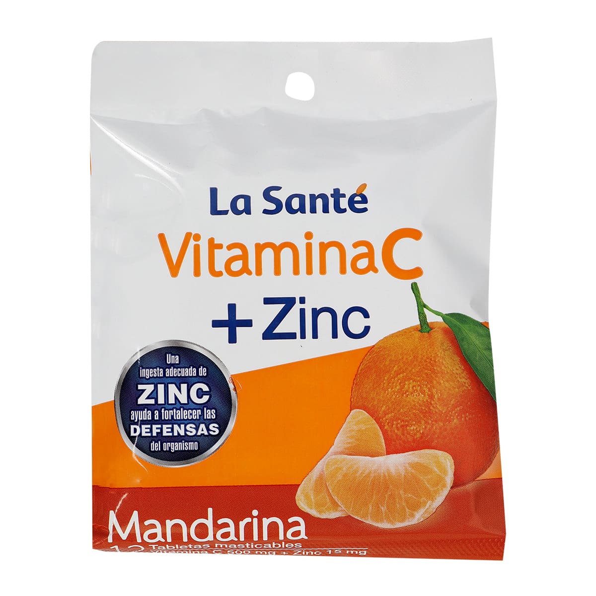 Vitamina C + Zinc Mandarina 12 Tabletas